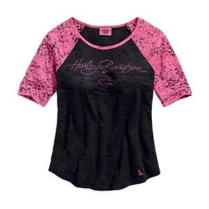 NWT Harley-Davidson Burnout Leopard Accent Tee plus size 2X breast cancer
